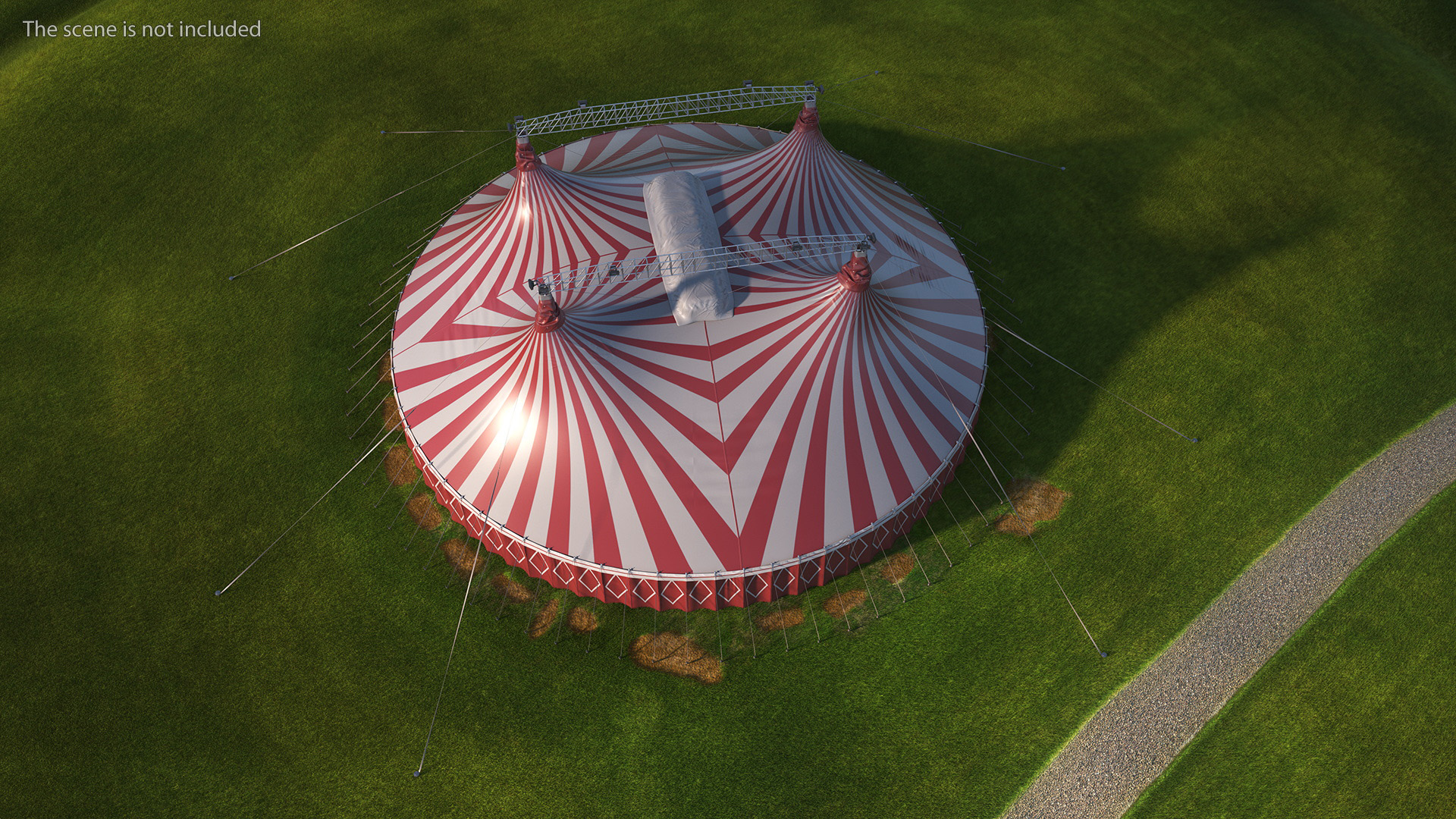 Circus Tent Red White Striped 3D model