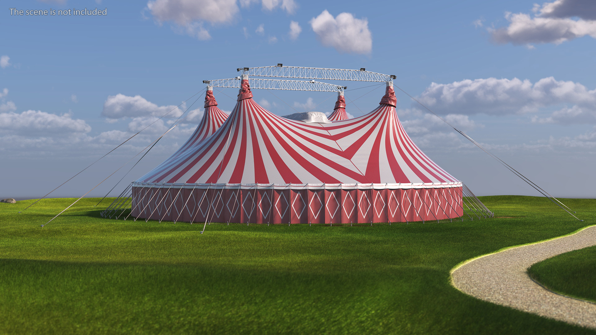 Circus Tent Red White Striped 3D model