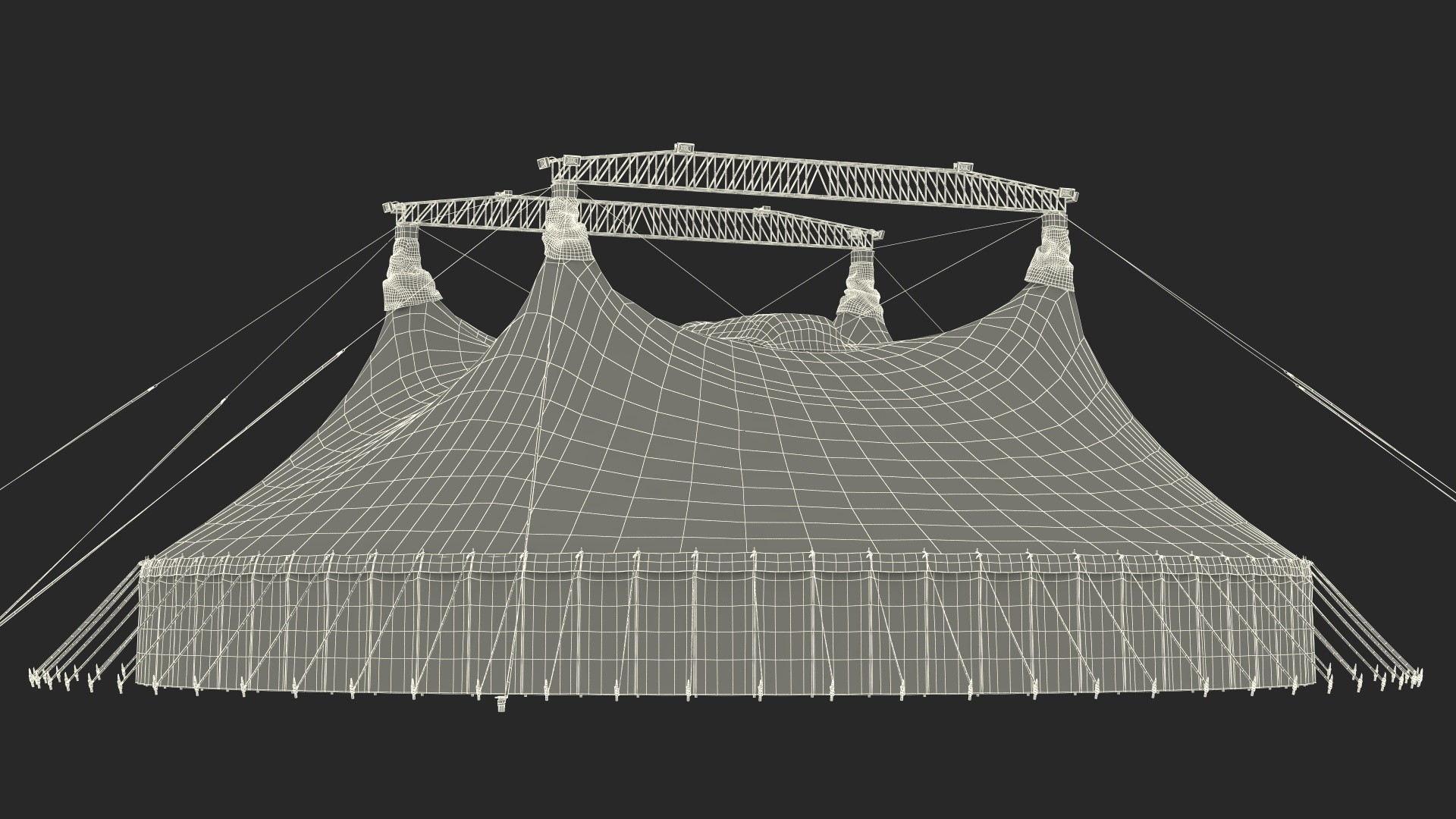 Circus Tent Red White Striped 3D model