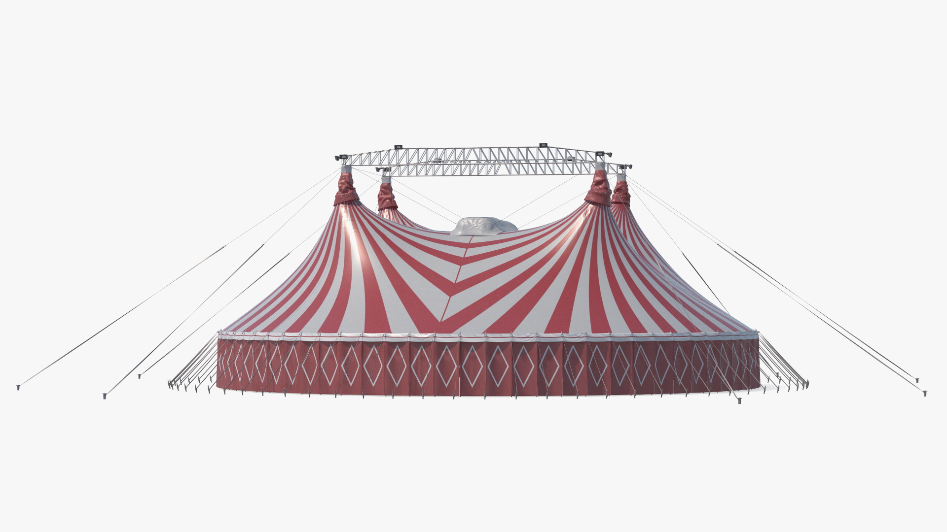 Circus Tent Red White Striped 3D model
