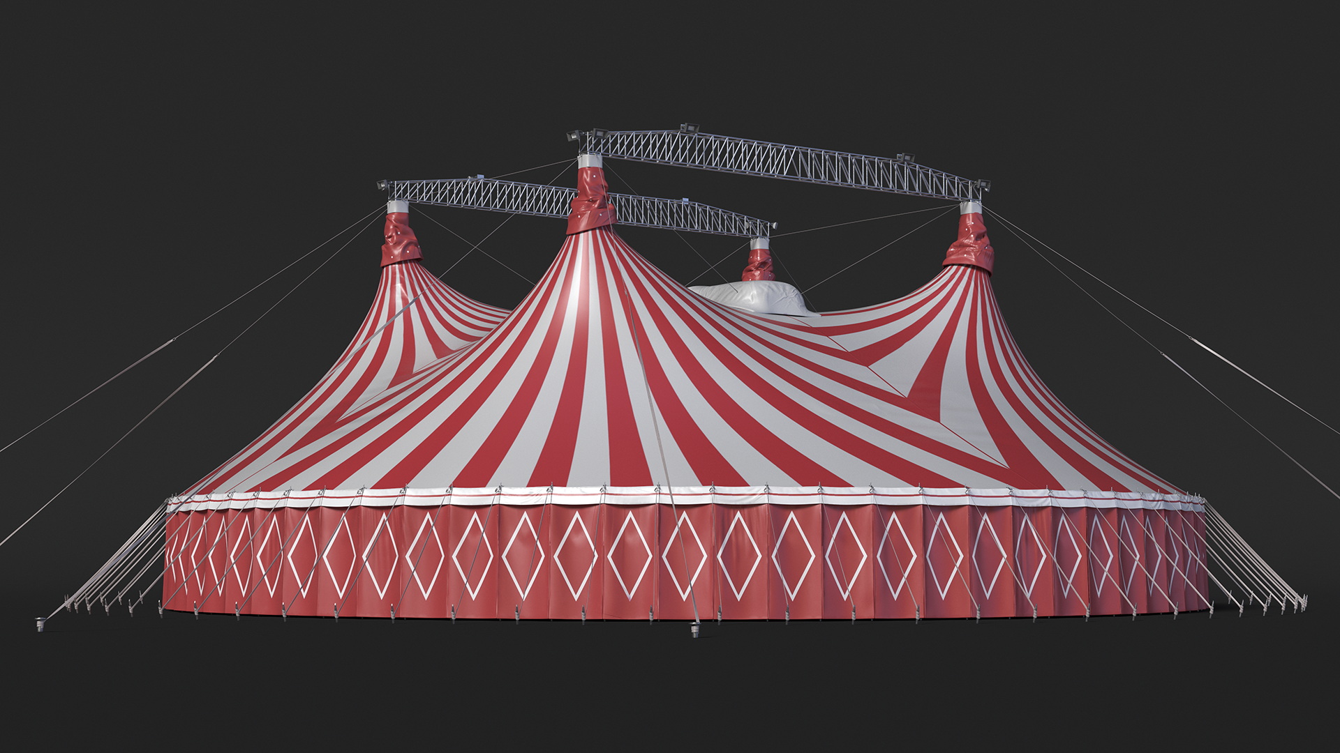 Circus Tent Red White Striped 3D model