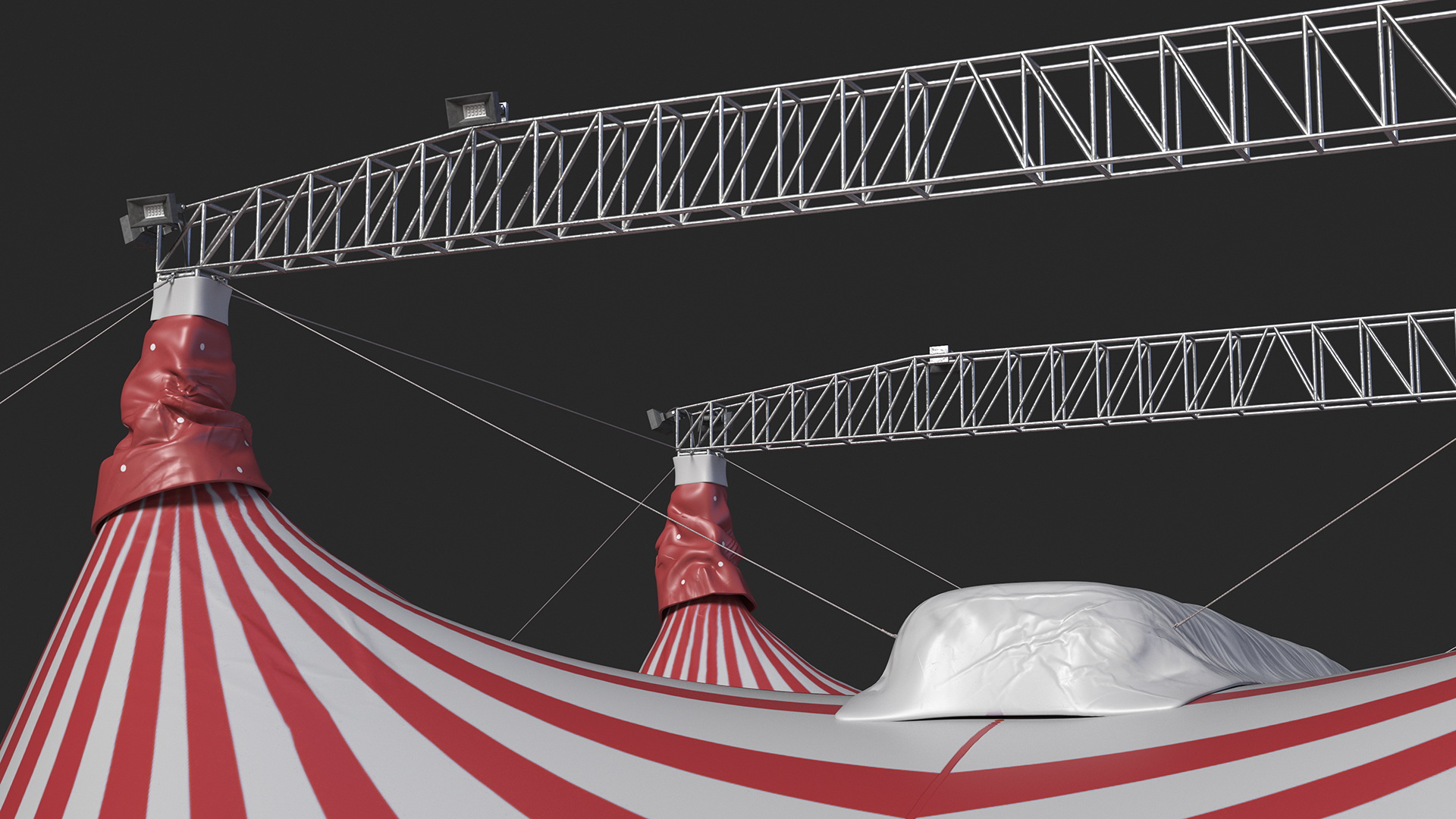 Circus Tent Red White Striped 3D model