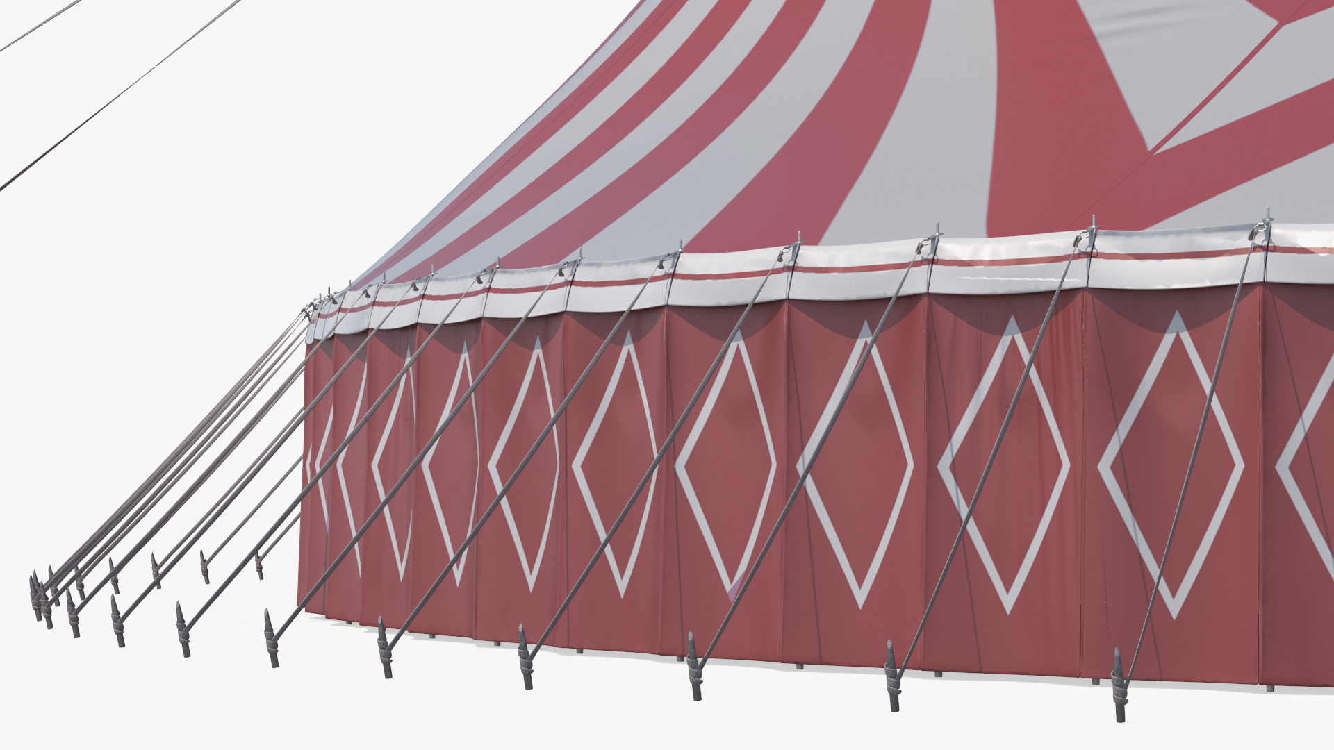Circus Tent Red White Striped 3D model