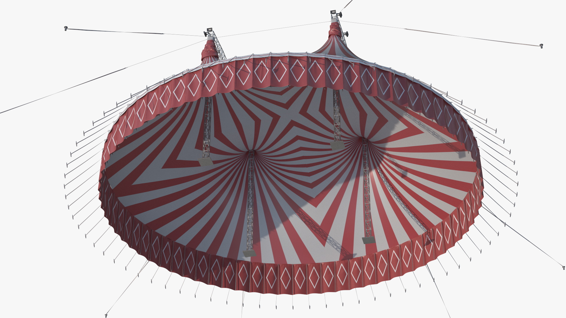 Circus Tent Red White Striped 3D model