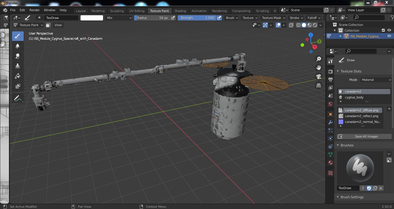 ISS Module Cygnus Spacecraft with Canadarm 3D
