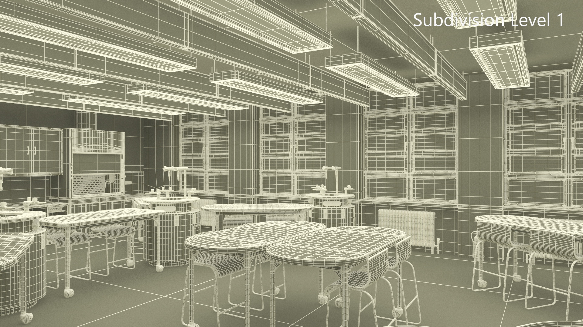 Modern Interior of the School Chemistry Classroom 3D model