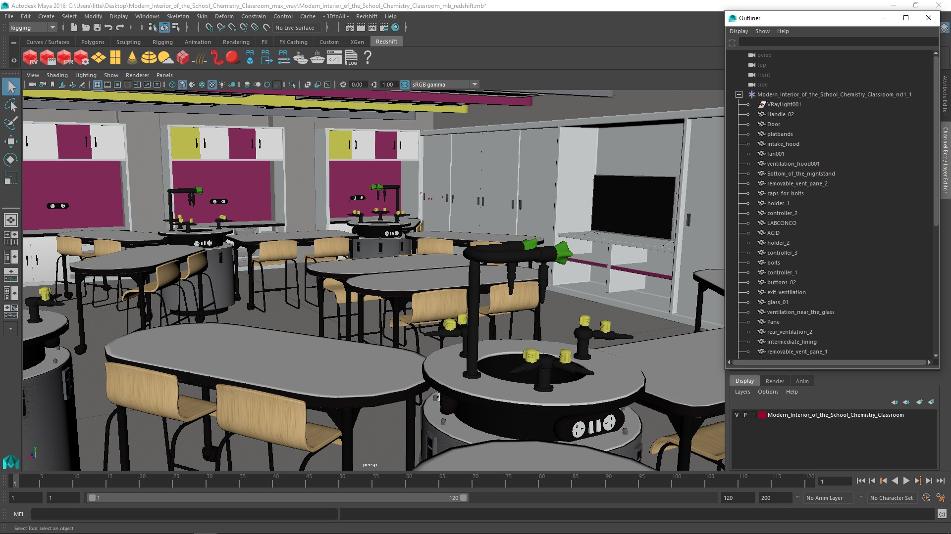 Modern Interior of the School Chemistry Classroom 3D model