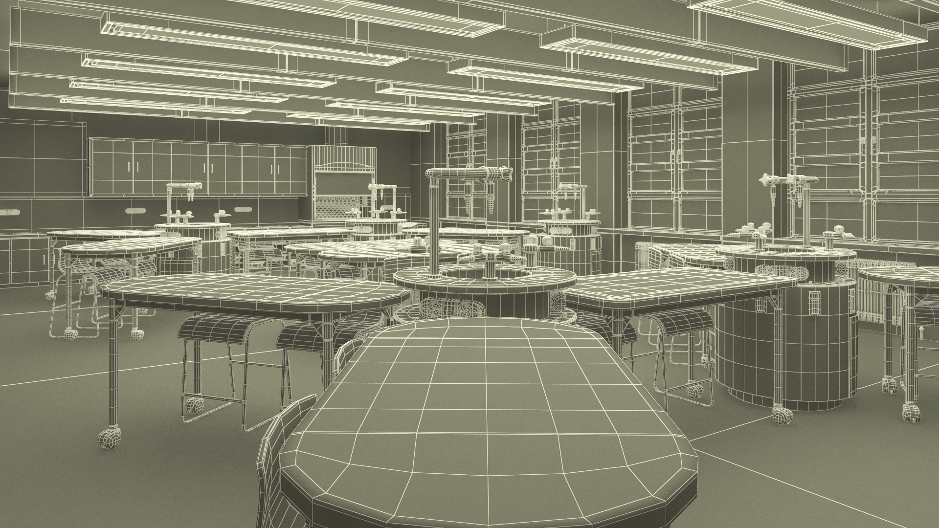 Modern Interior of the School Chemistry Classroom 3D model