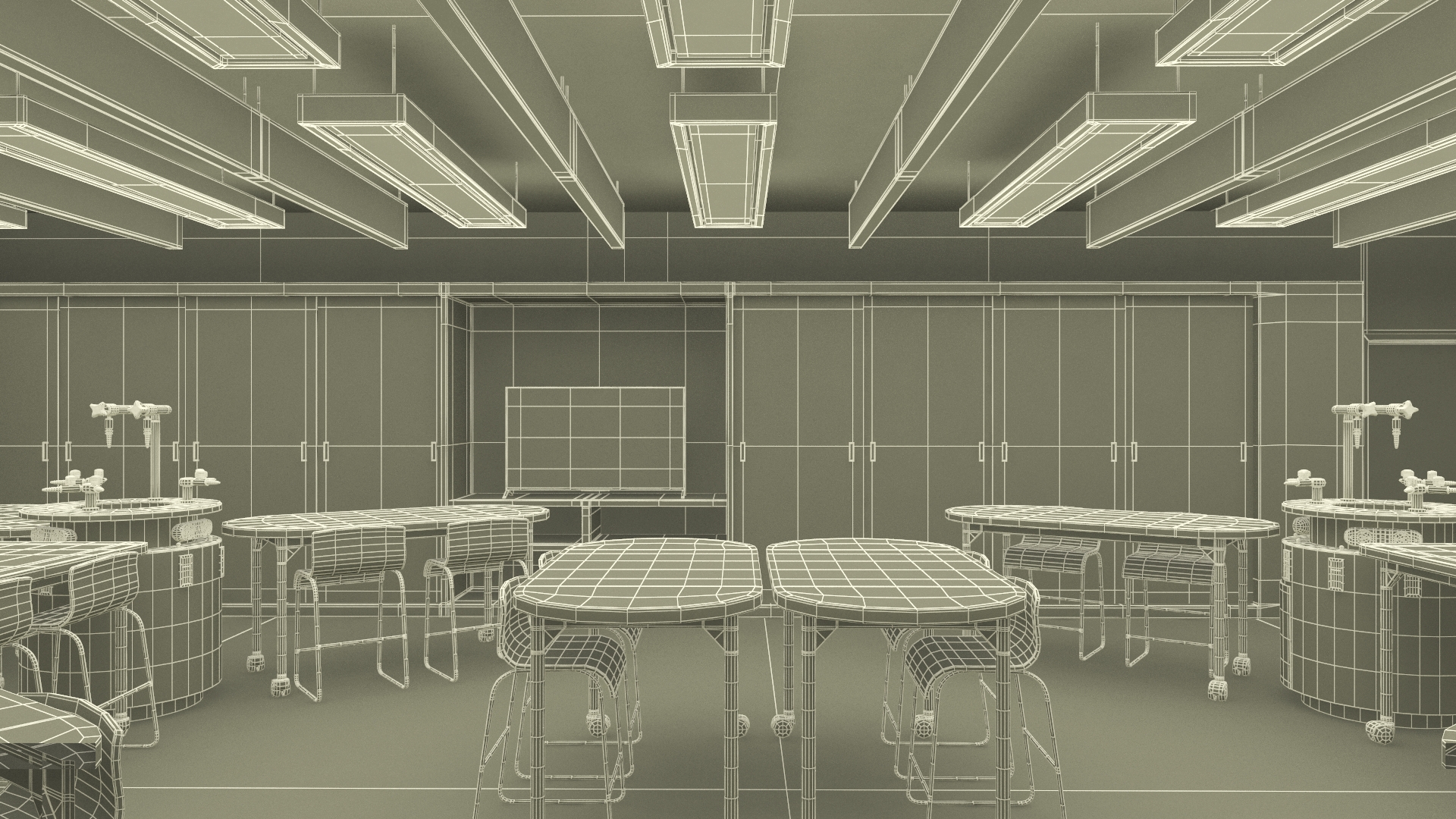 Modern Interior of the School Chemistry Classroom 3D model