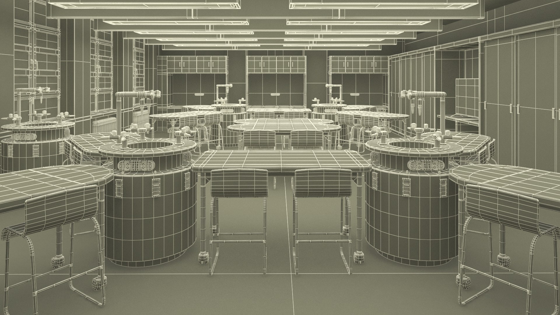 Modern Interior of the School Chemistry Classroom 3D model
