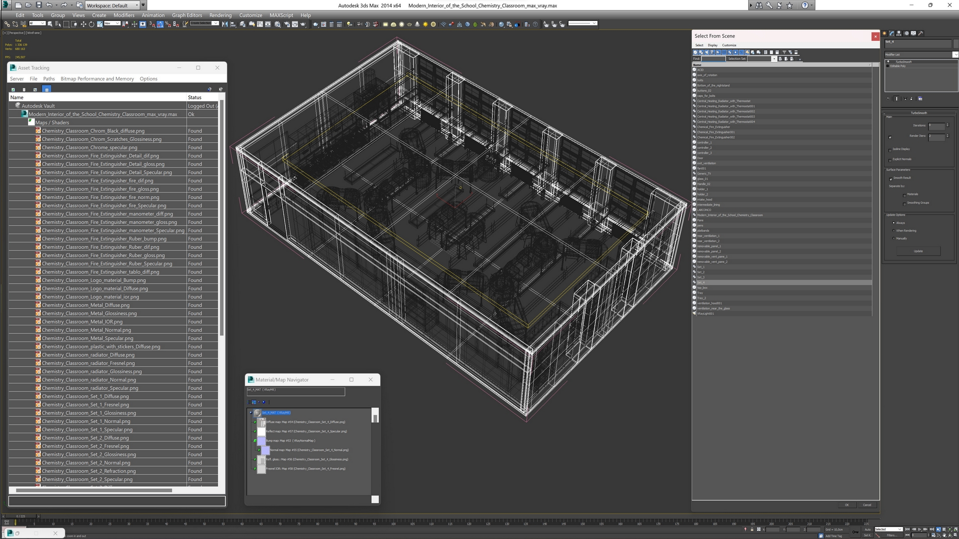 Modern Interior of the School Chemistry Classroom 3D model
