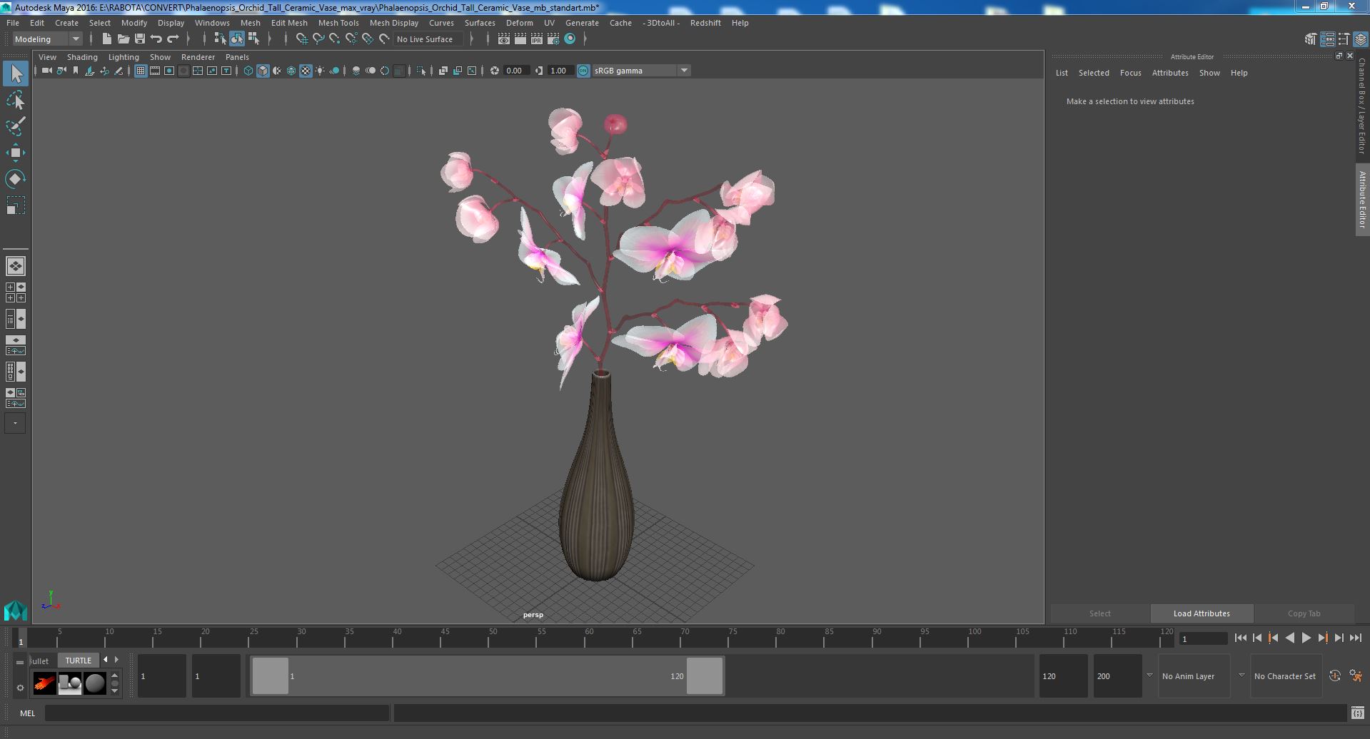 Phalaenopsis Orchid Tall Ceramic Vase 3D