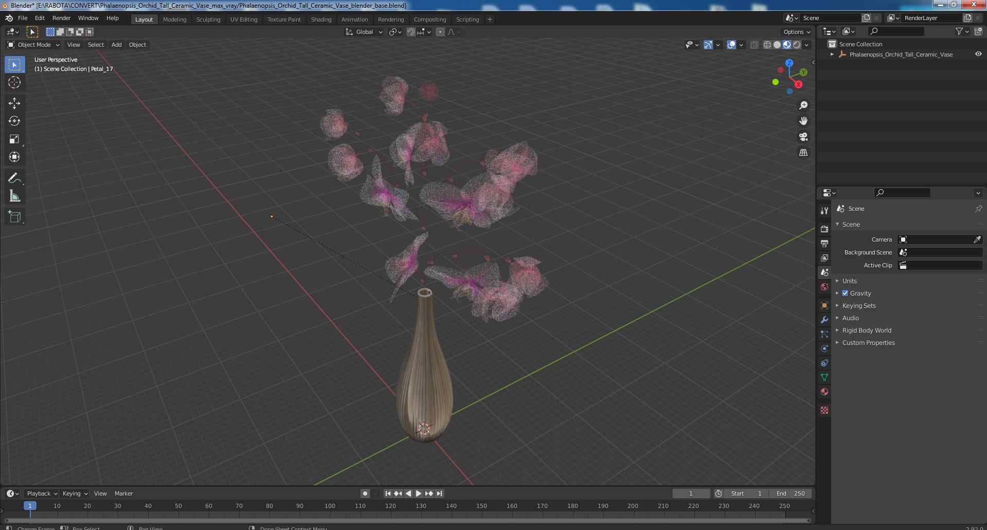 Phalaenopsis Orchid Tall Ceramic Vase 3D