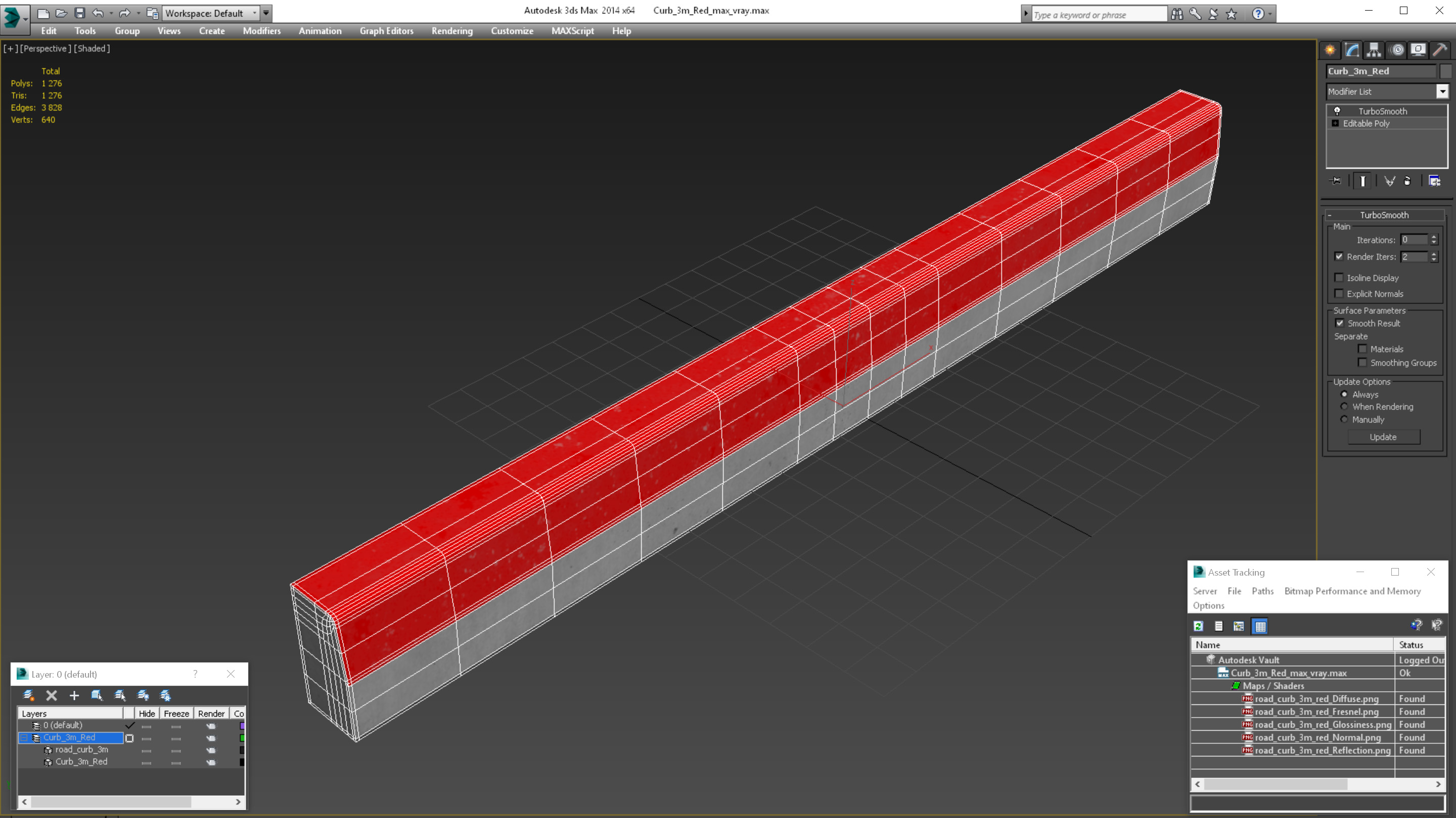 3D Curb 3m Red