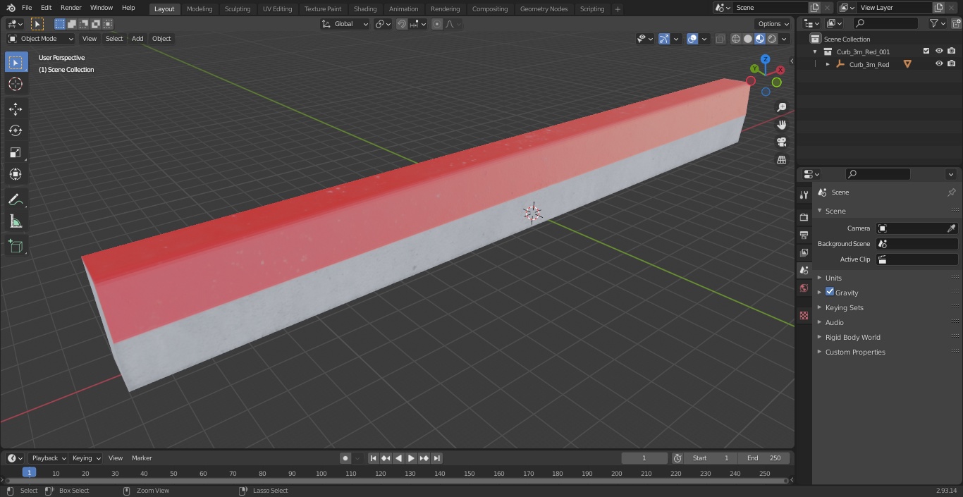 3D Curb 3m Red