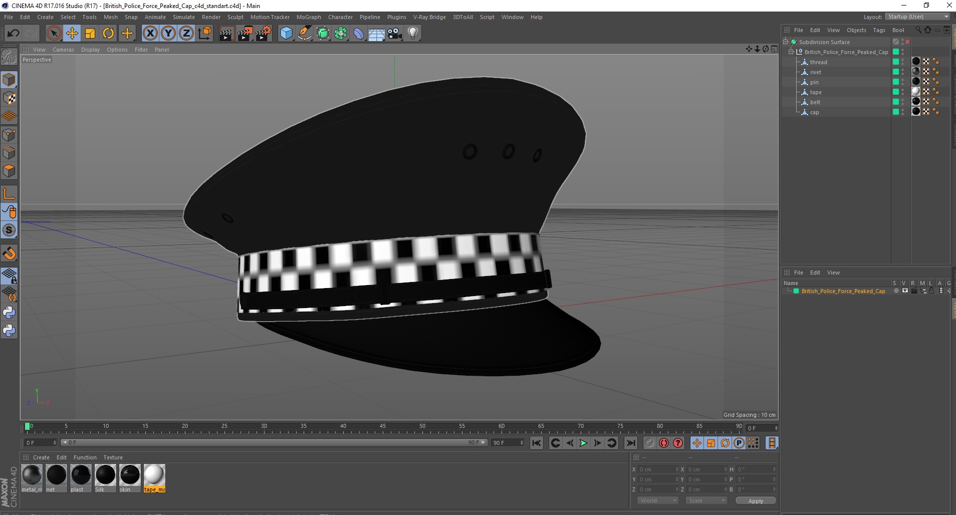 3D British Police Force Peaked Cap