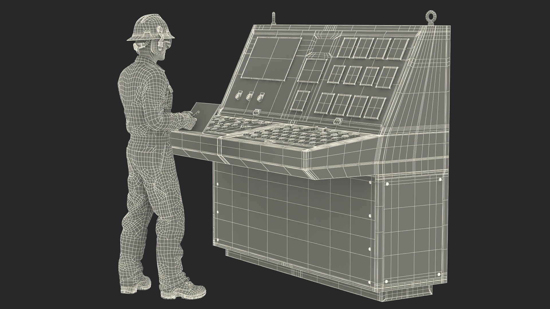 3D Engineer Takes Reading from Computer Center model