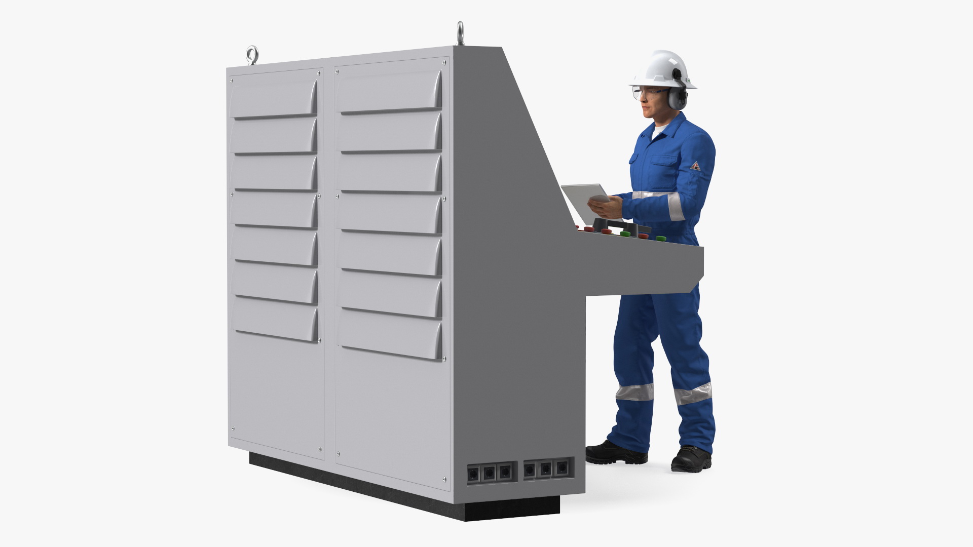 3D Engineer Takes Reading from Computer Center model
