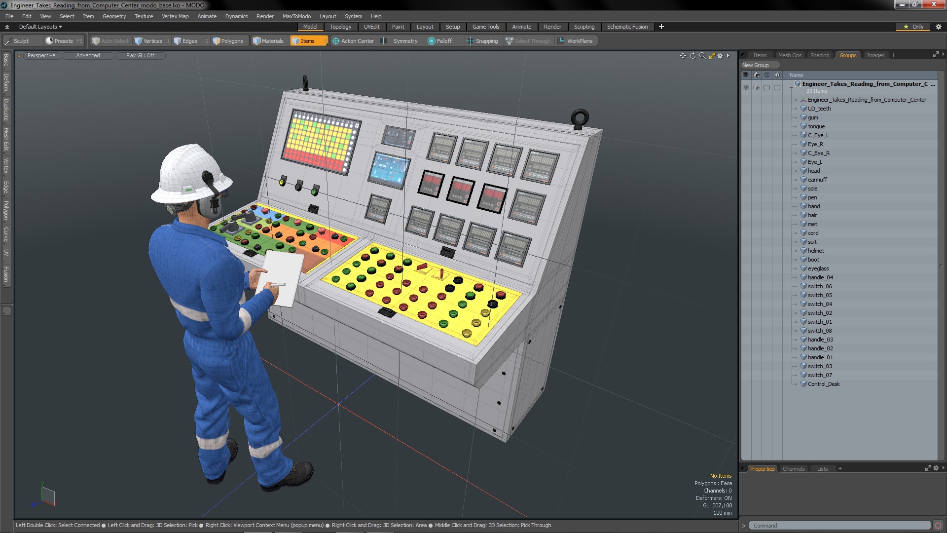3D Engineer Takes Reading from Computer Center model