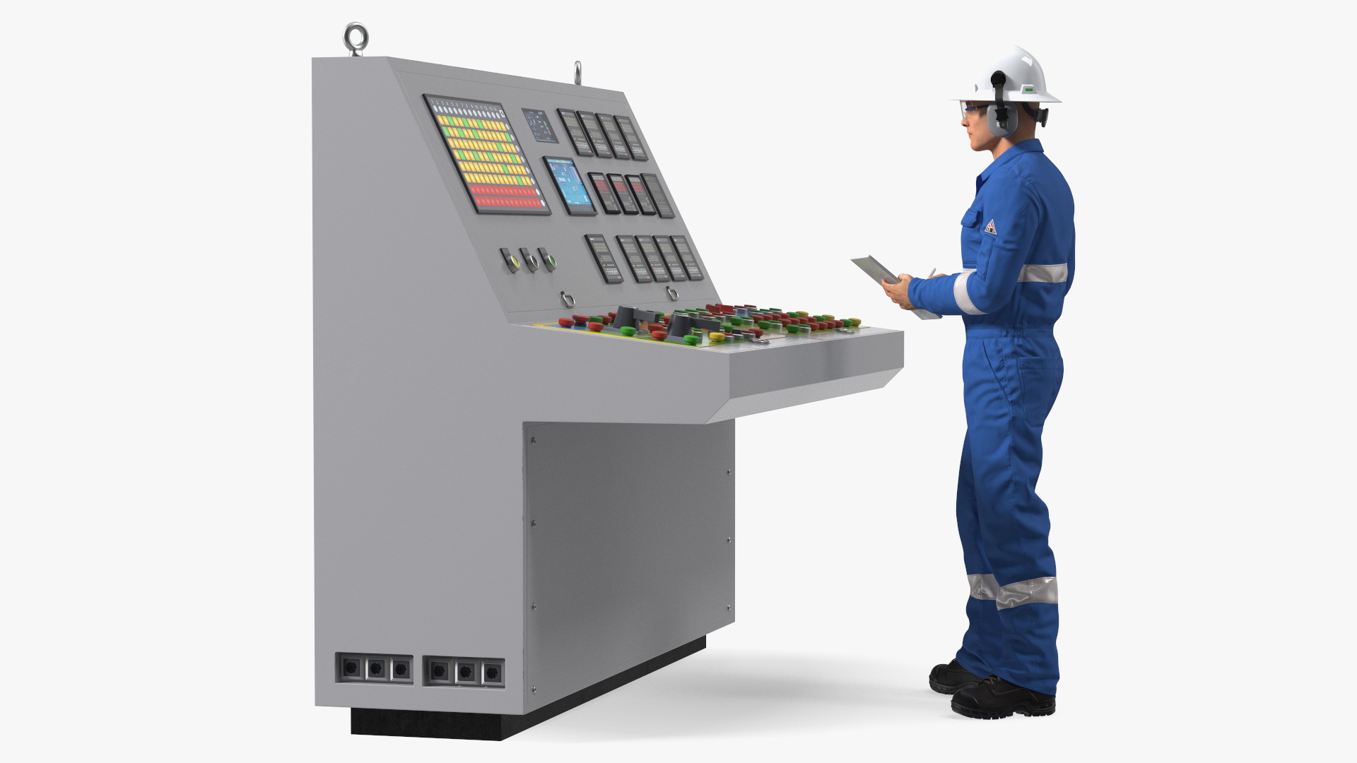 3D Engineer Takes Reading from Computer Center model