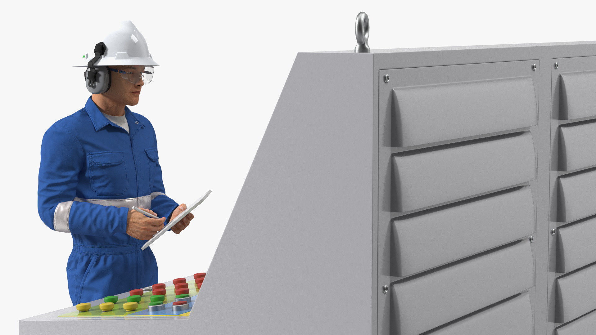 3D Engineer Takes Reading from Computer Center model