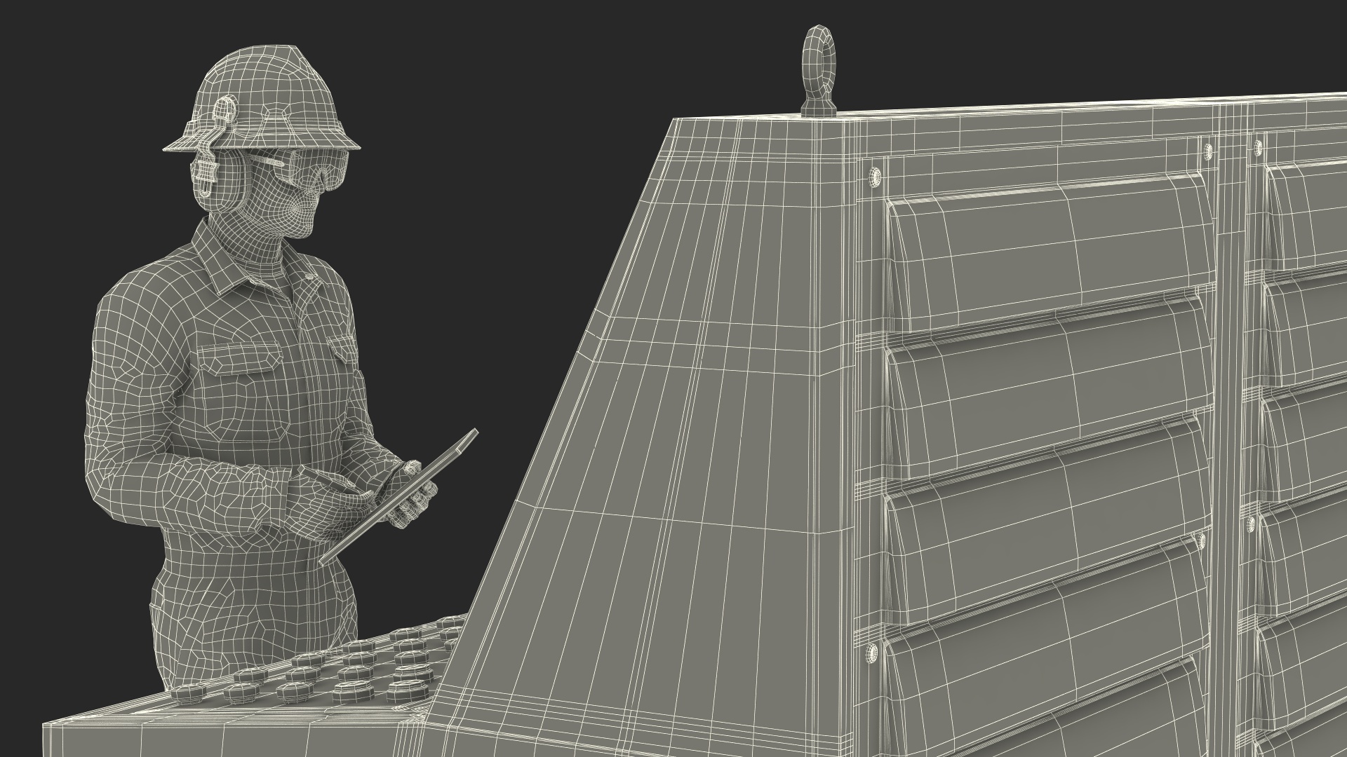 3D Engineer Takes Reading from Computer Center model