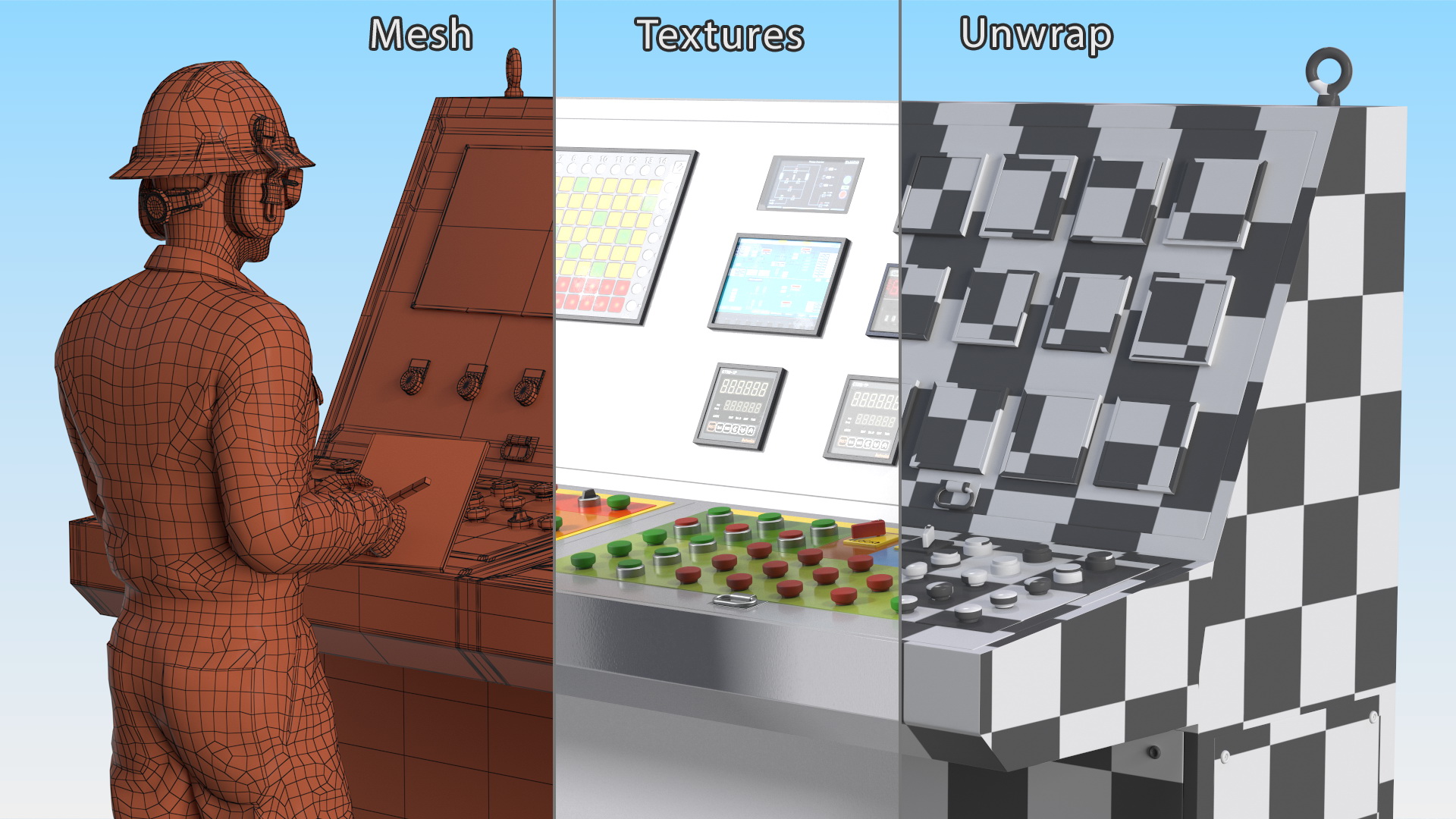 3D Engineer Takes Reading from Computer Center model