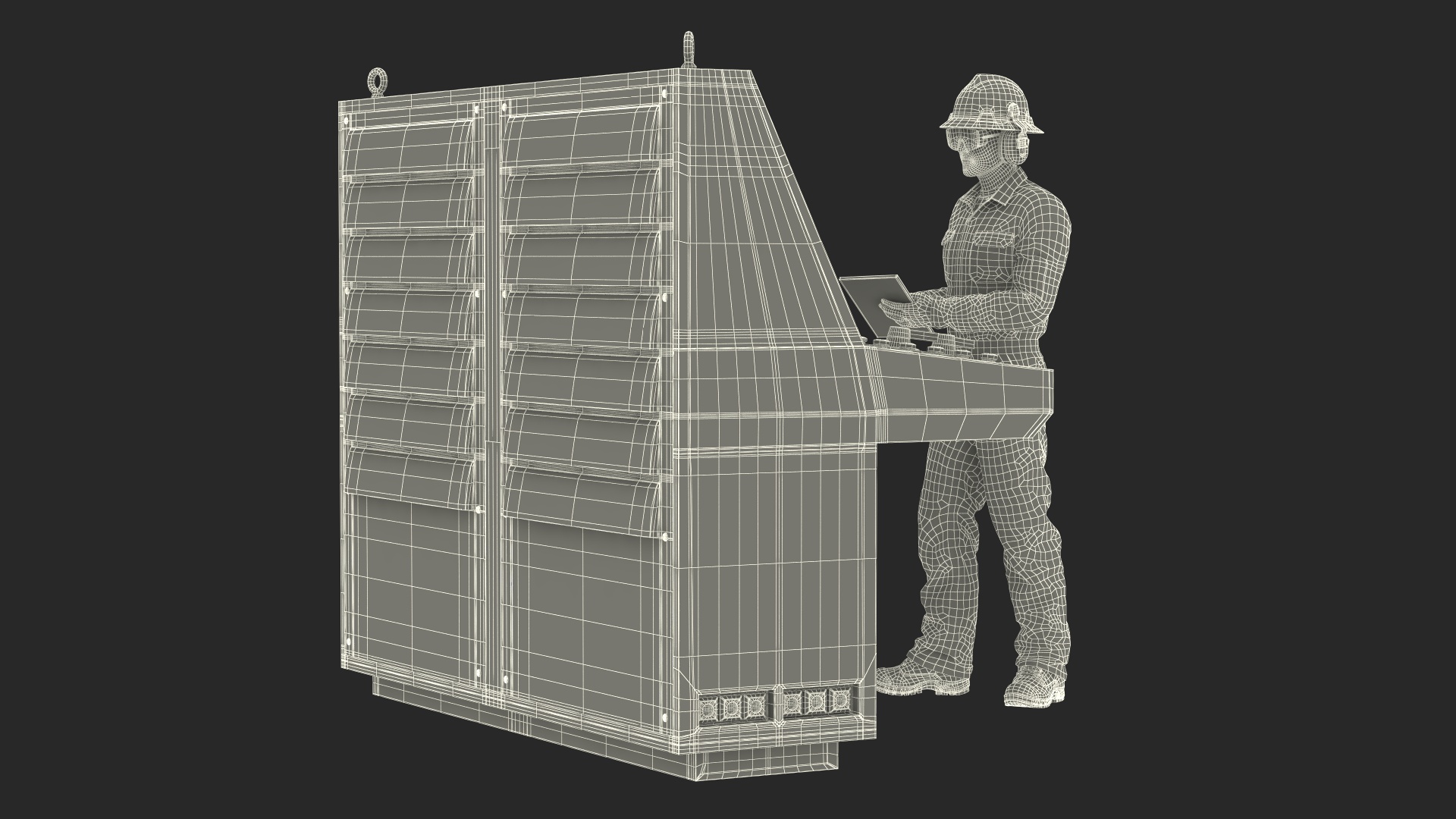 3D Engineer Takes Reading from Computer Center model