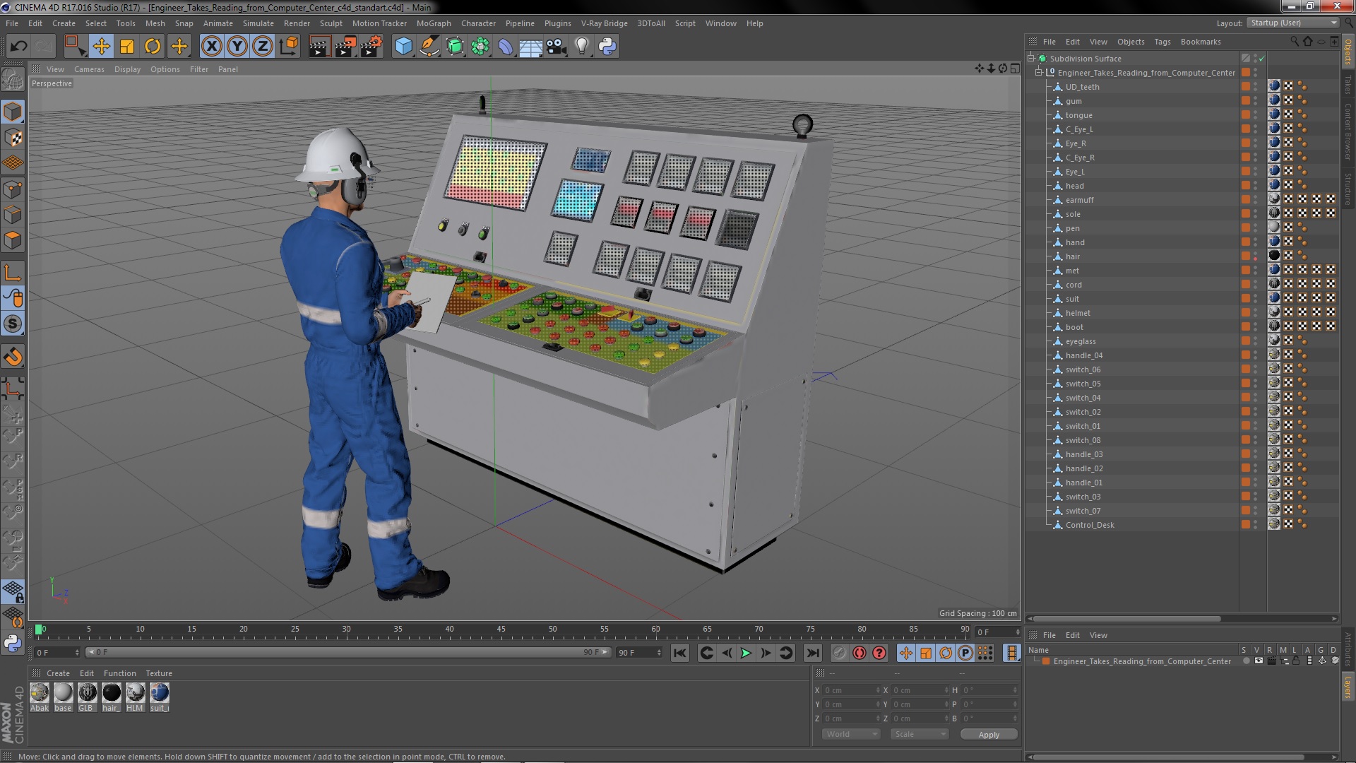 3D Engineer Takes Reading from Computer Center model