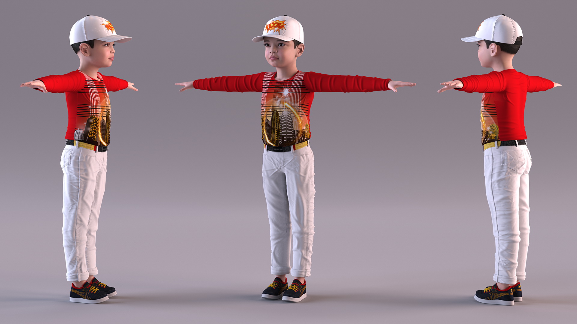 3D model Asian Child Boy Street Style T-pose