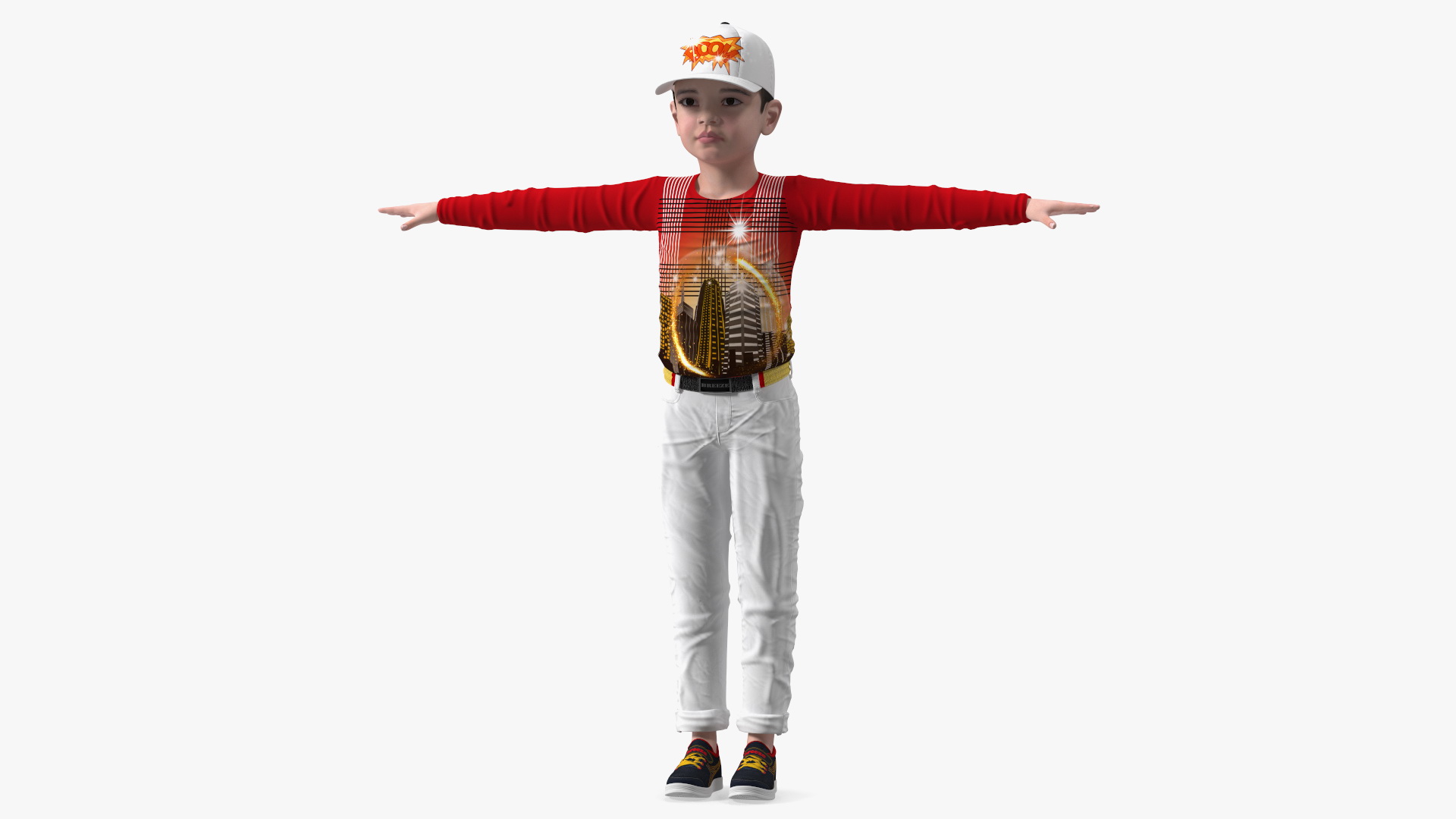3D model Asian Child Boy Street Style T-pose