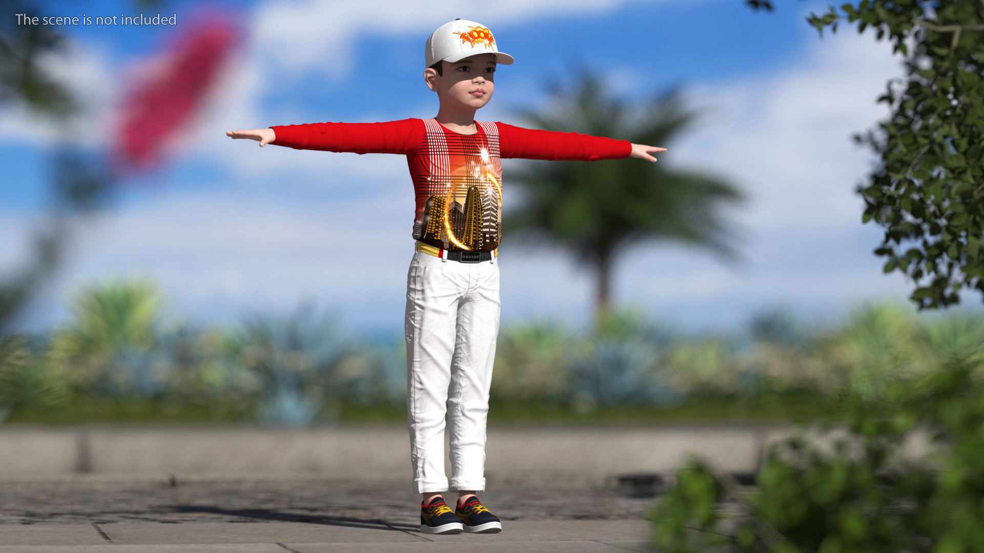 3D model Asian Child Boy Street Style T-pose