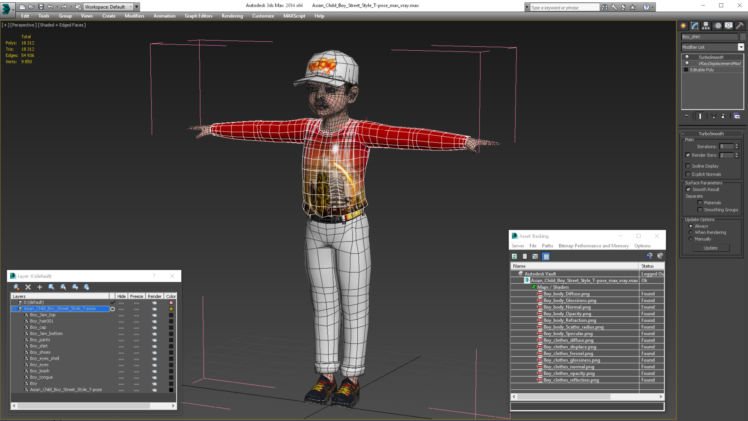 3D model Asian Child Boy Street Style T-pose