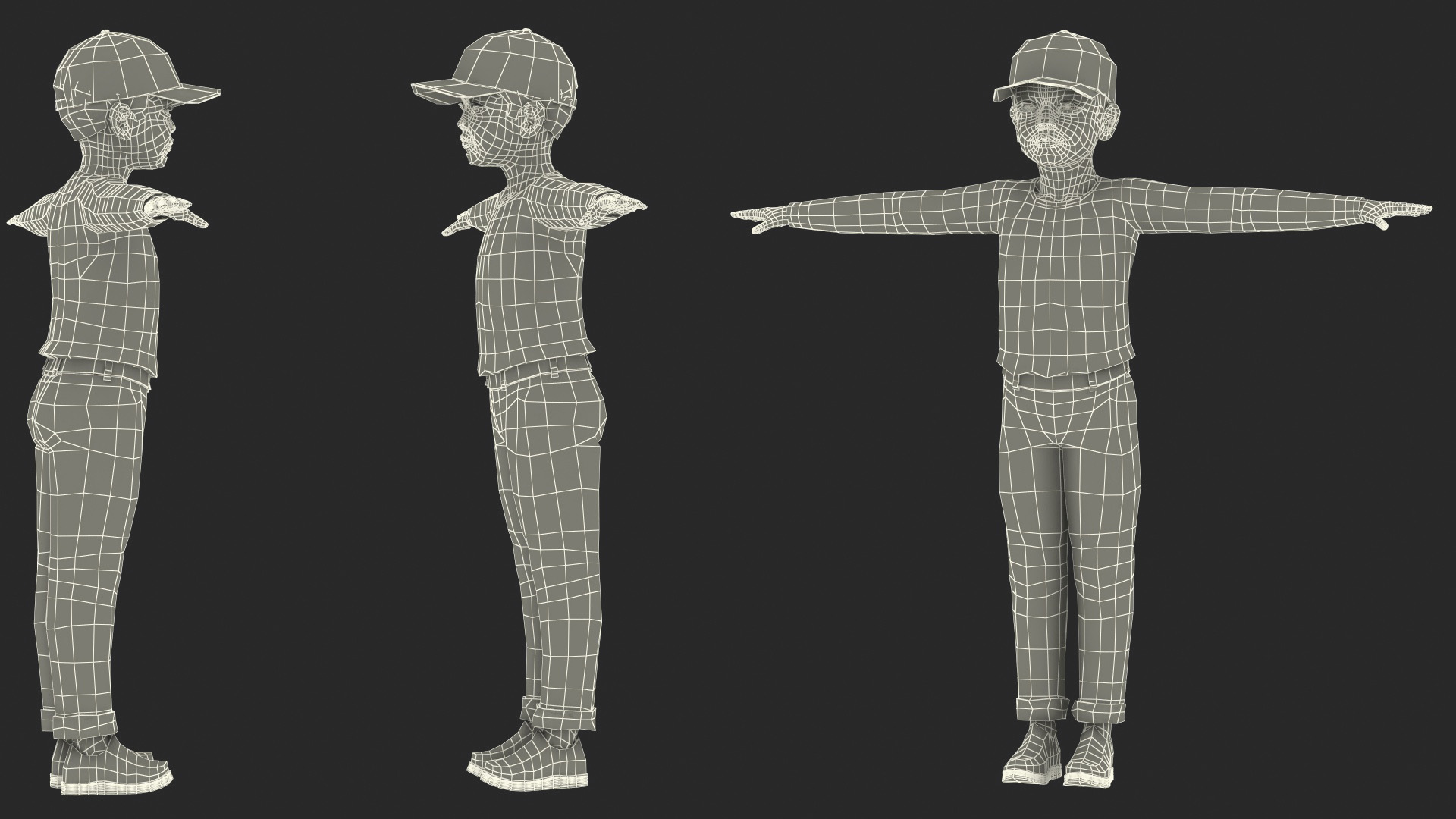 3D model Asian Child Boy Street Style T-pose