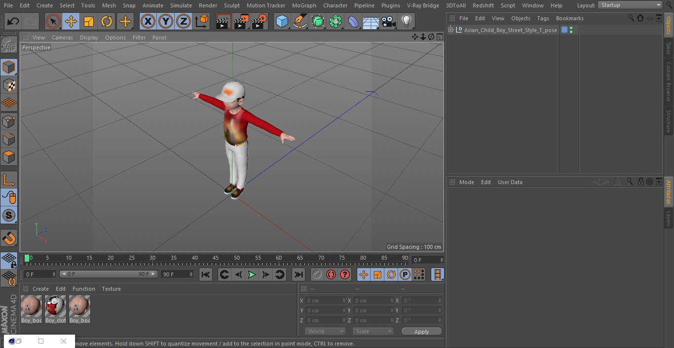 3D model Asian Child Boy Street Style T-pose