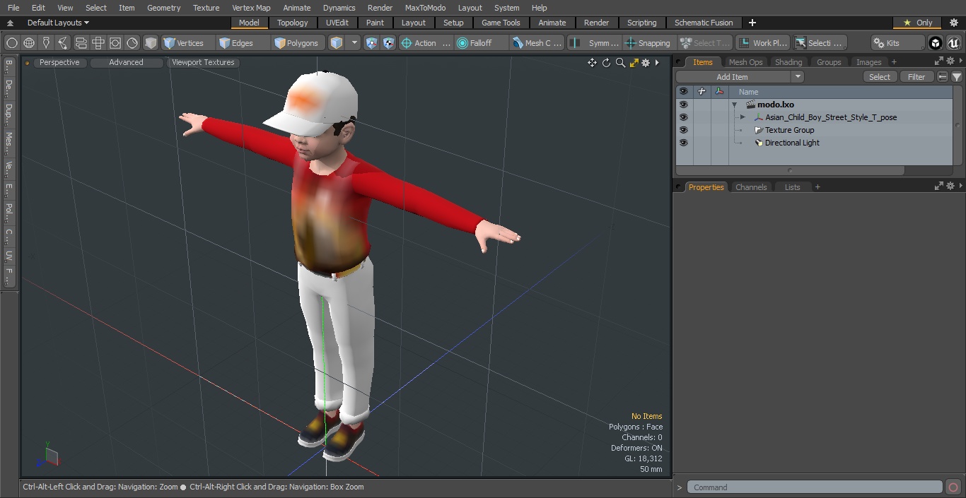 3D model Asian Child Boy Street Style T-pose