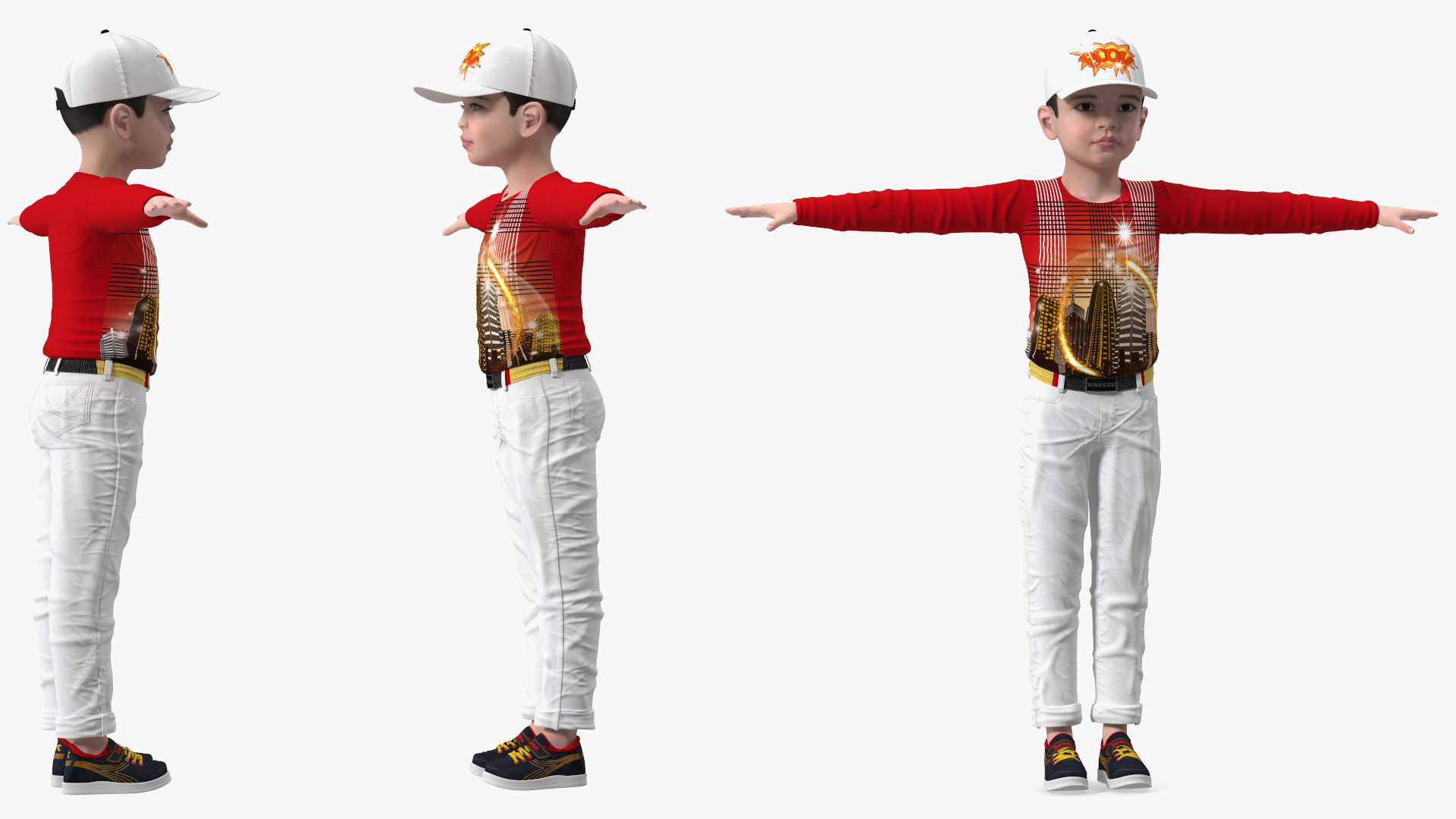 3D model Asian Child Boy Street Style T-pose