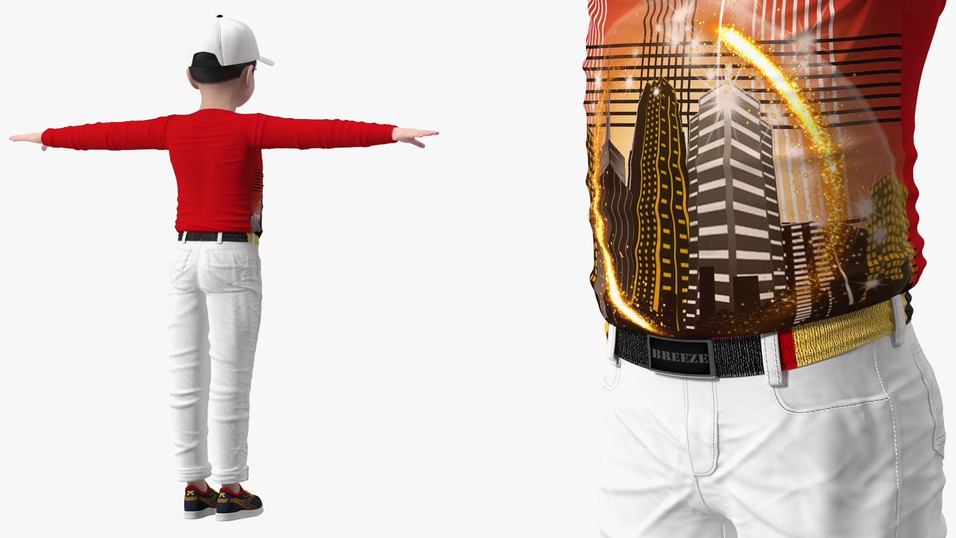 3D model Asian Child Boy Street Style T-pose