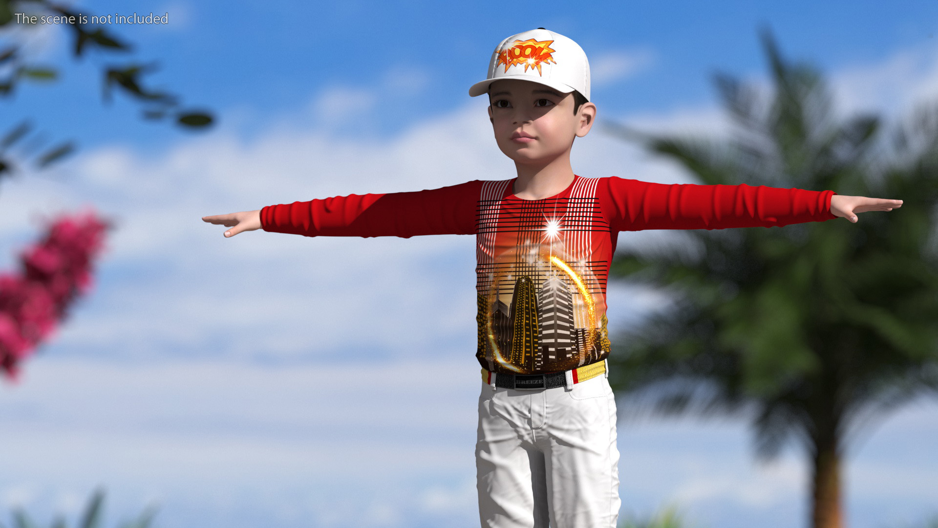 3D model Asian Child Boy Street Style T-pose