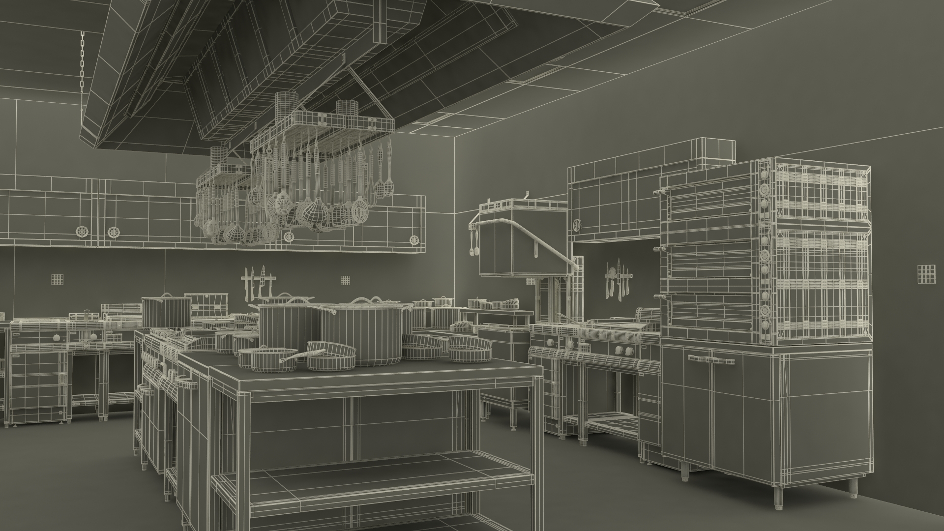 3D model Commercial Restaurant Kitchen Lights Off