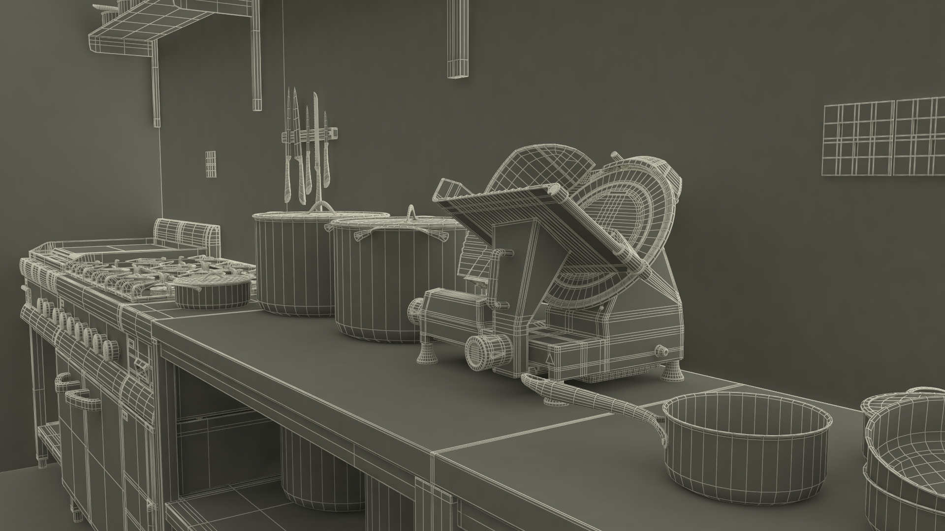 3D model Commercial Restaurant Kitchen Lights Off