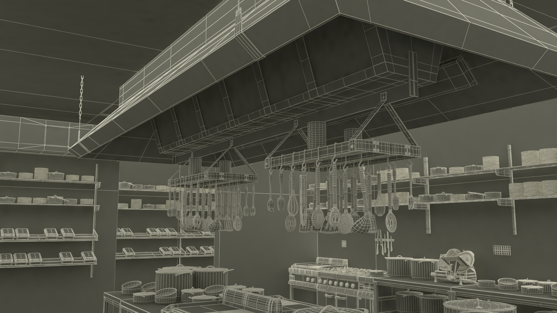 3D model Commercial Restaurant Kitchen Lights Off