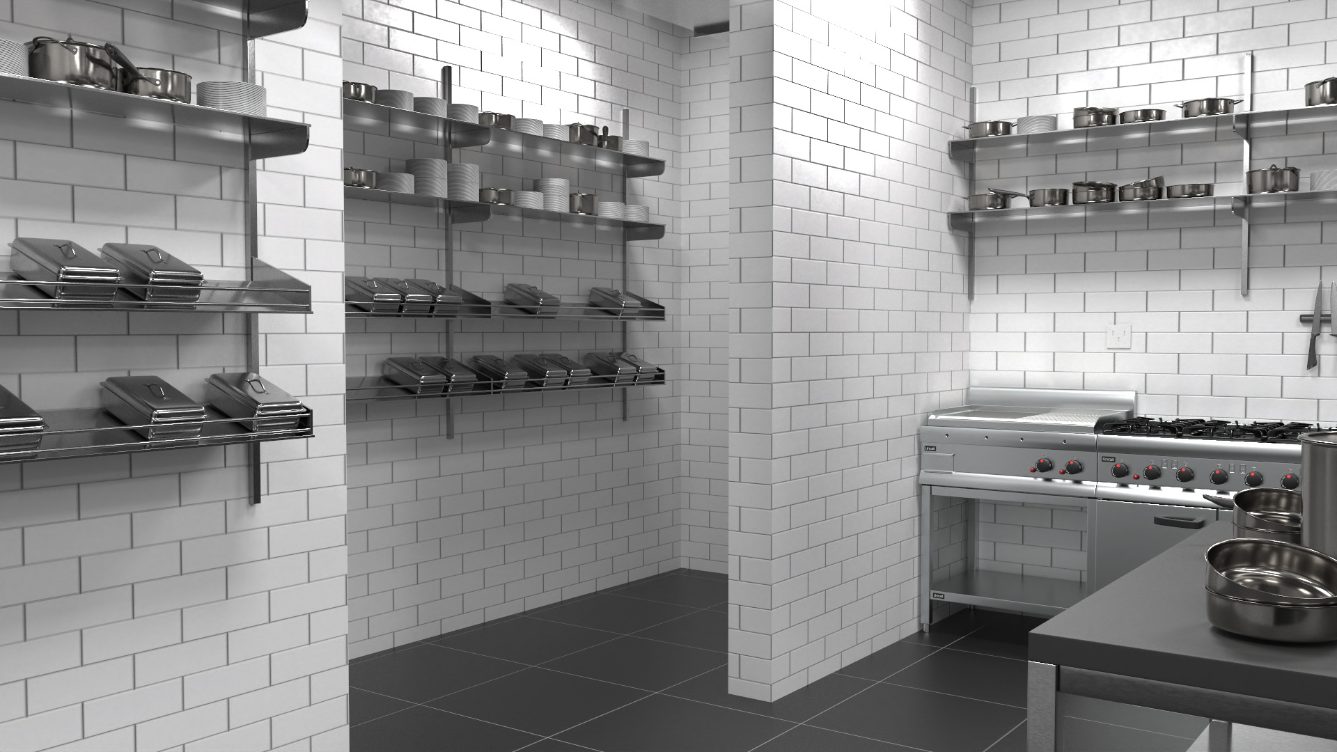 3D model Commercial Restaurant Kitchen Lights Off