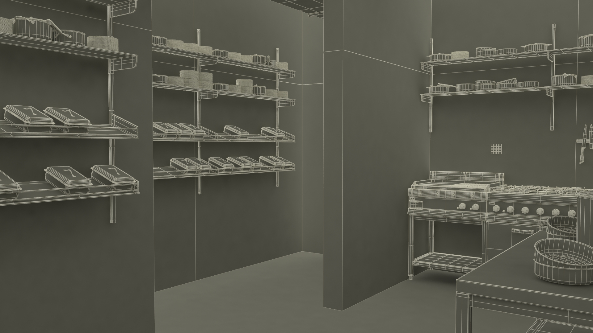 3D model Commercial Restaurant Kitchen Lights Off