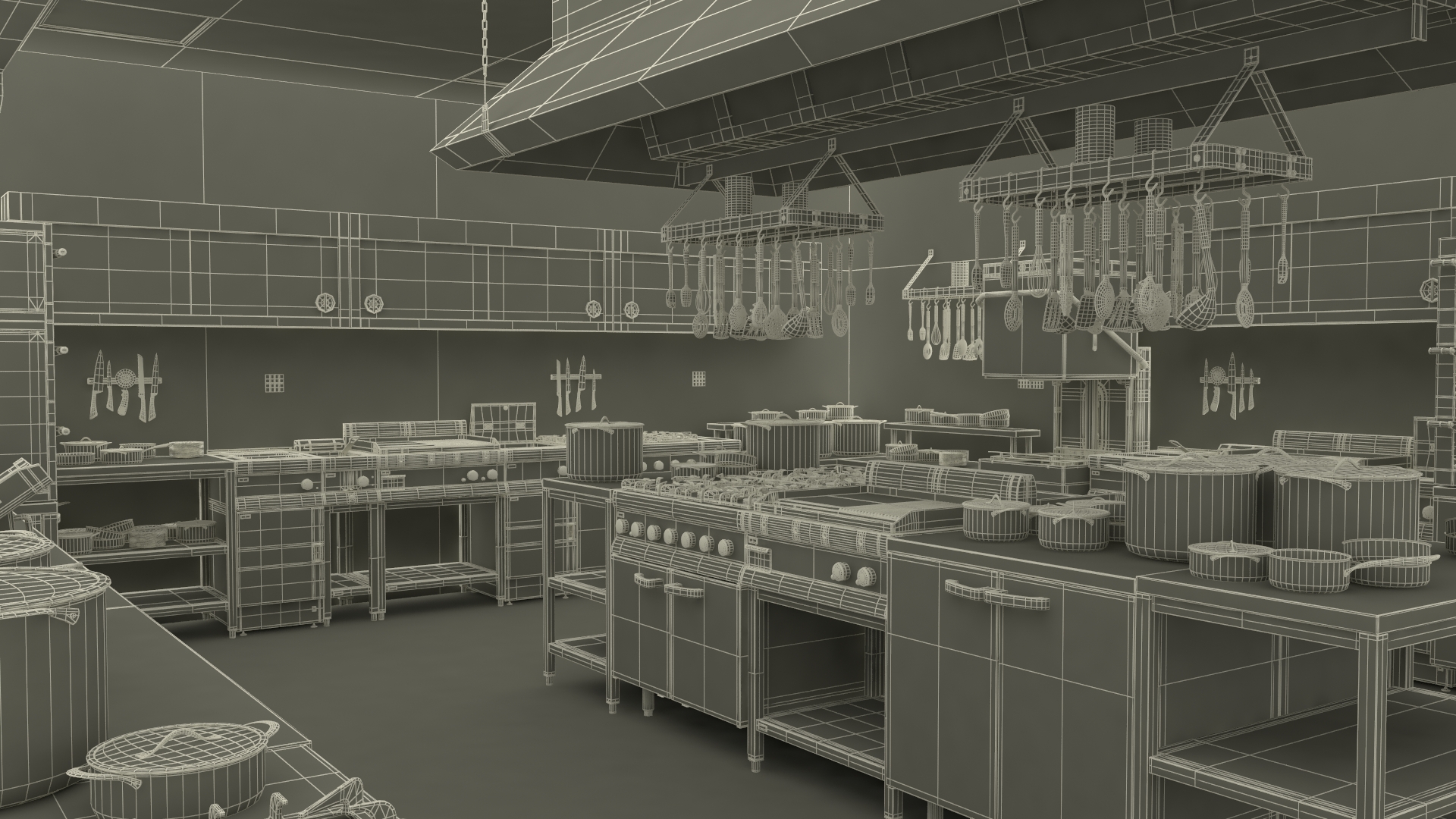 3D model Commercial Restaurant Kitchen Lights Off