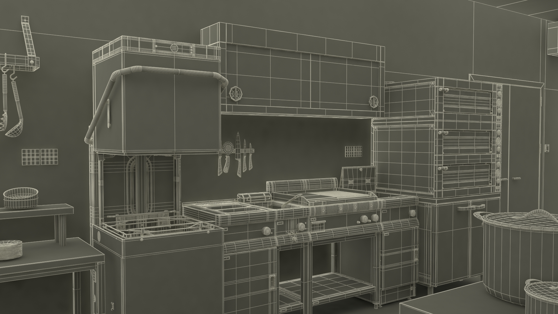 3D model Commercial Restaurant Kitchen Lights Off