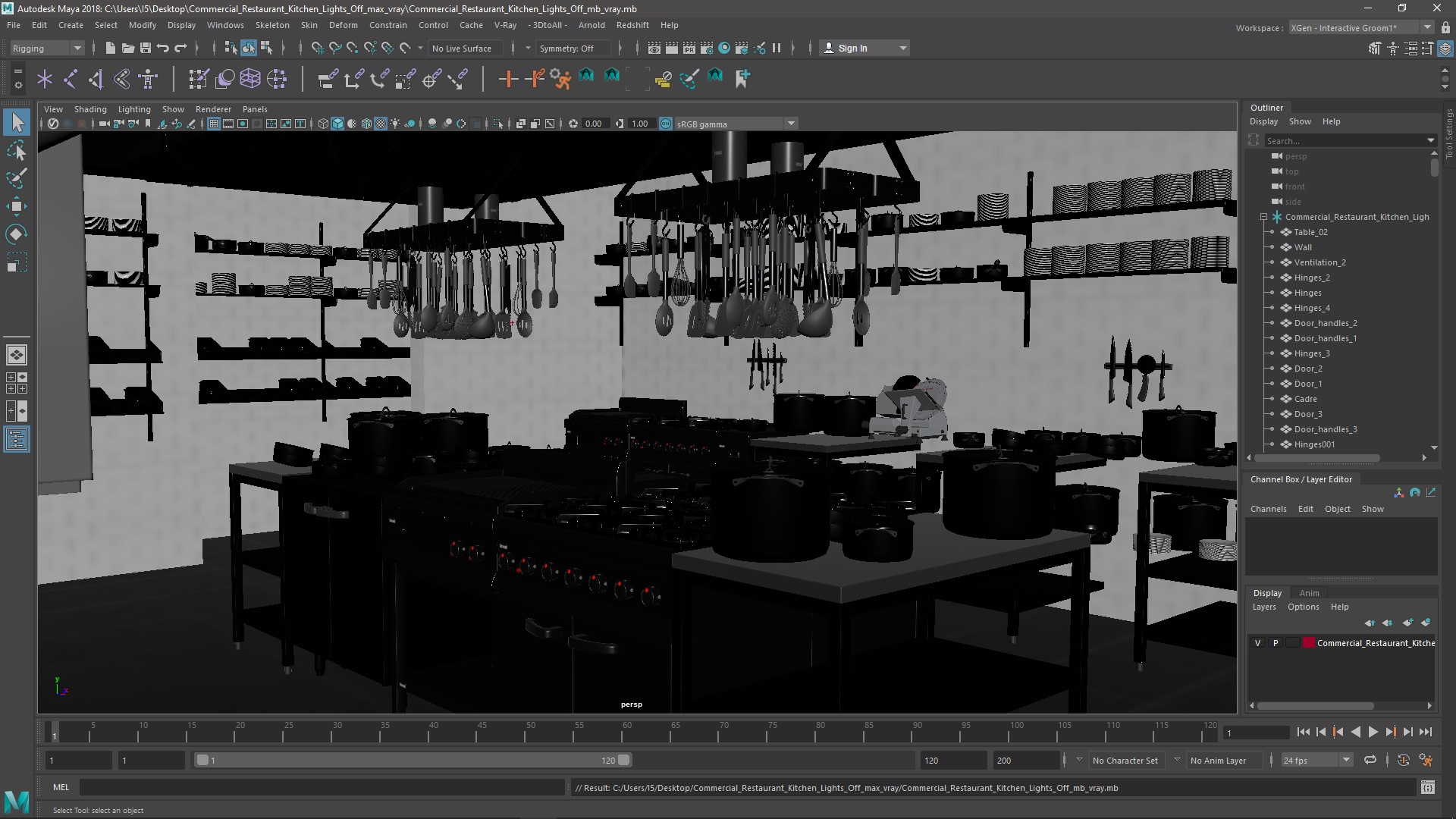 3D model Commercial Restaurant Kitchen Lights Off