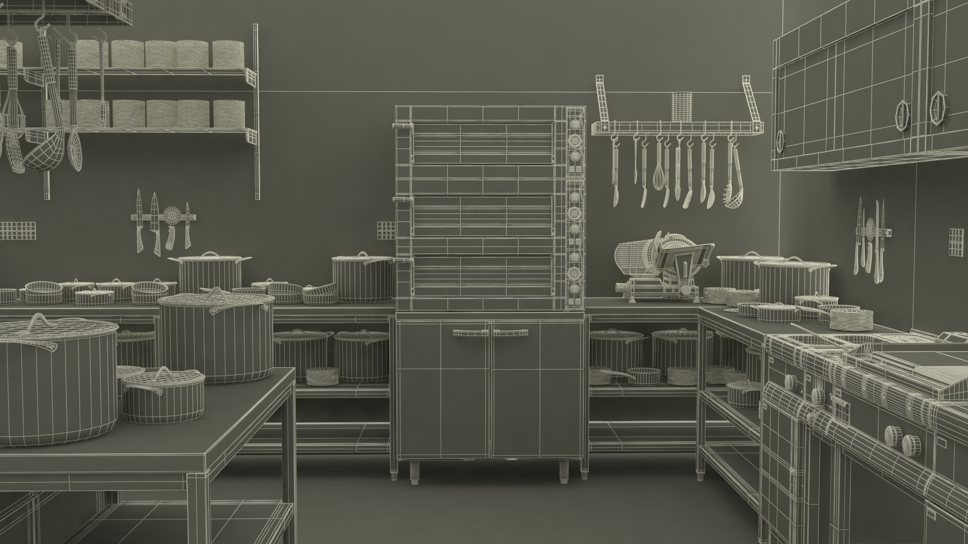 3D model Commercial Restaurant Kitchen Lights Off