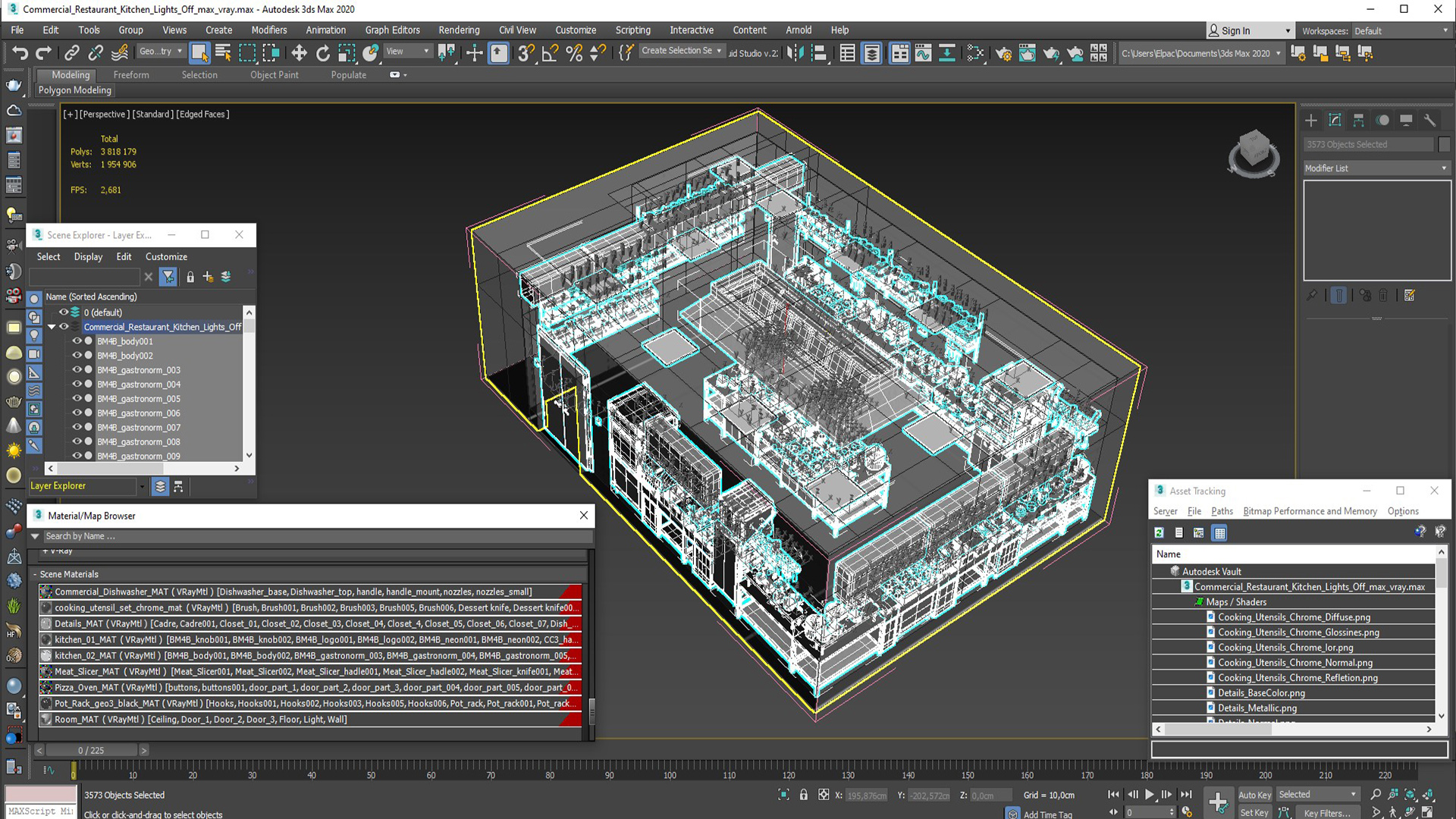 3D model Commercial Restaurant Kitchen Lights Off