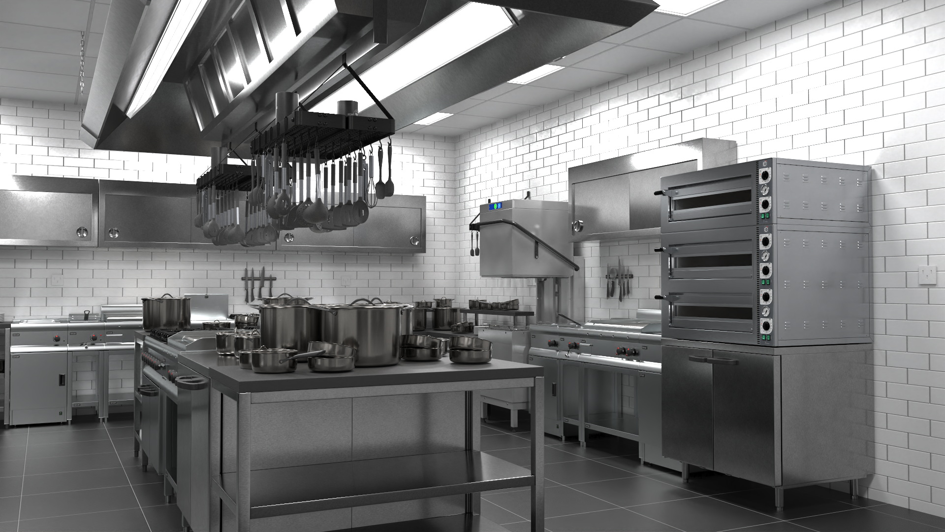 3D model Commercial Restaurant Kitchen Lights Off